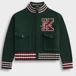 Kith Kids Dark Green Knit Sweater with Embroidered Logo